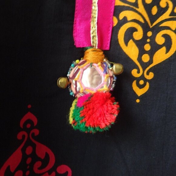 Divena size XXL Kurti cotton black with pink trim, pink, orange yellow print NWT - Picture 6 of 16